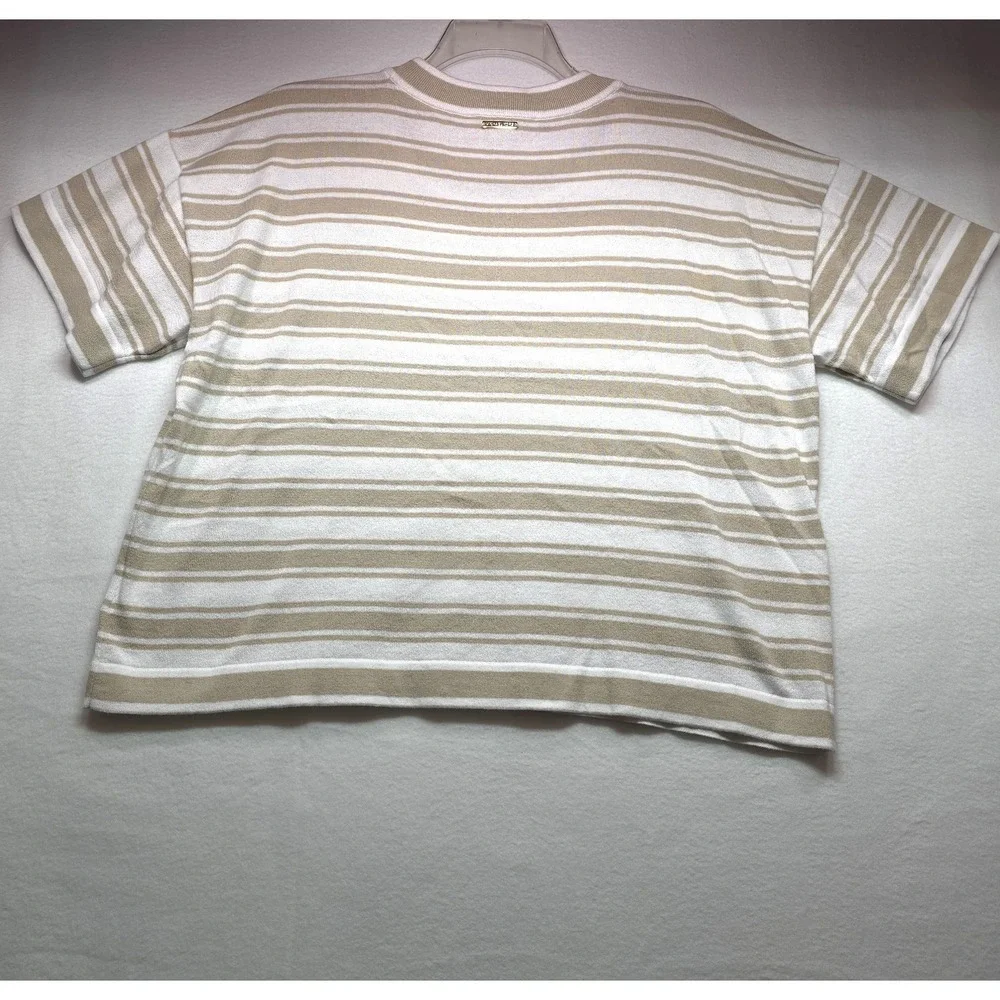 Michael Kors Women's Relaxed Fit Dune Stripe Soft‎ Knit Top XL NWT $88 MSRP